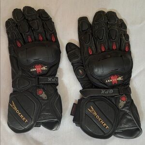 GPX Rocket Hardknuckle Racing Protective Leather Gloves Black with Red Trim
